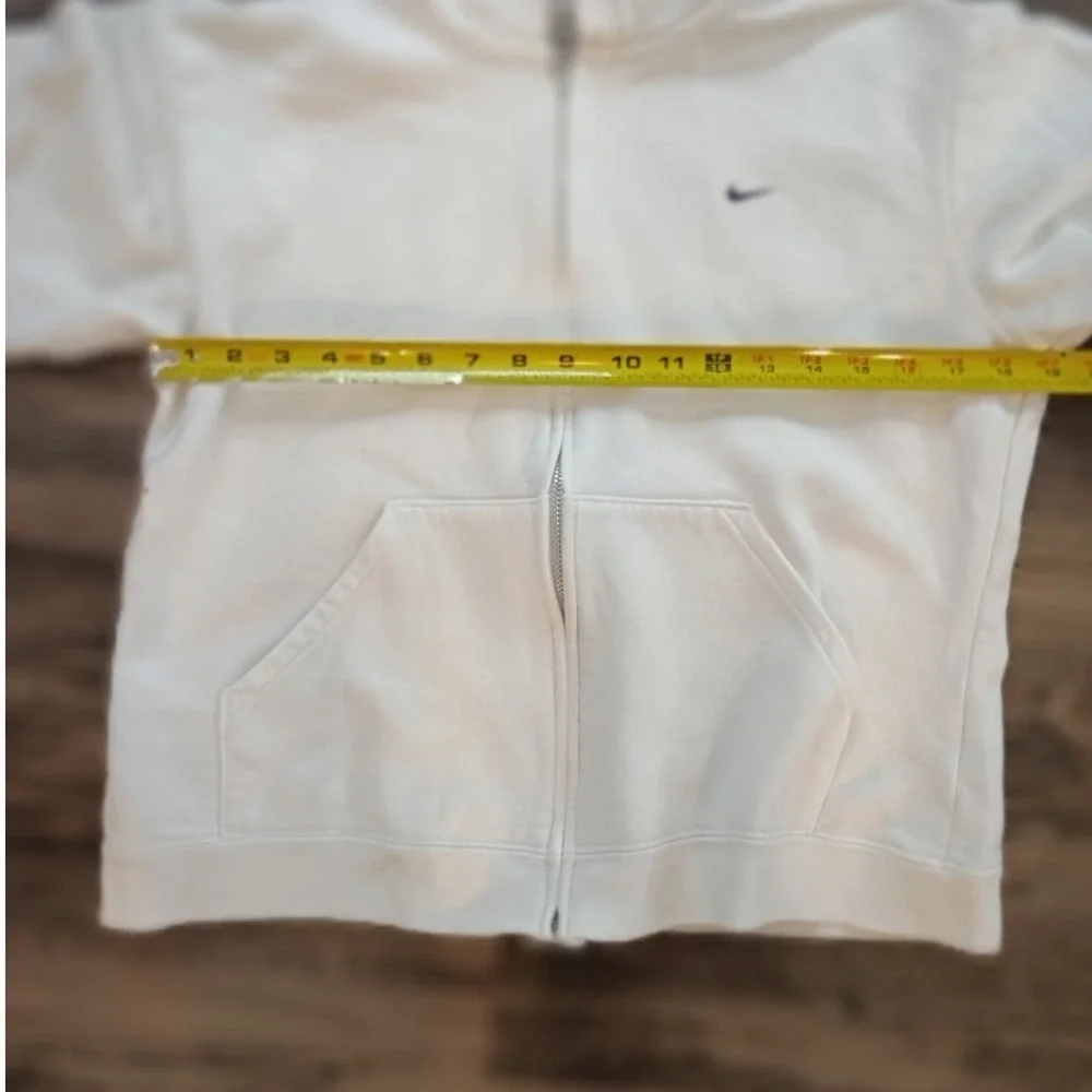 Nike White‎ Full Zip Hoodie Embroidered Swoosh Logo Sweatshirt Girls Large 12-14